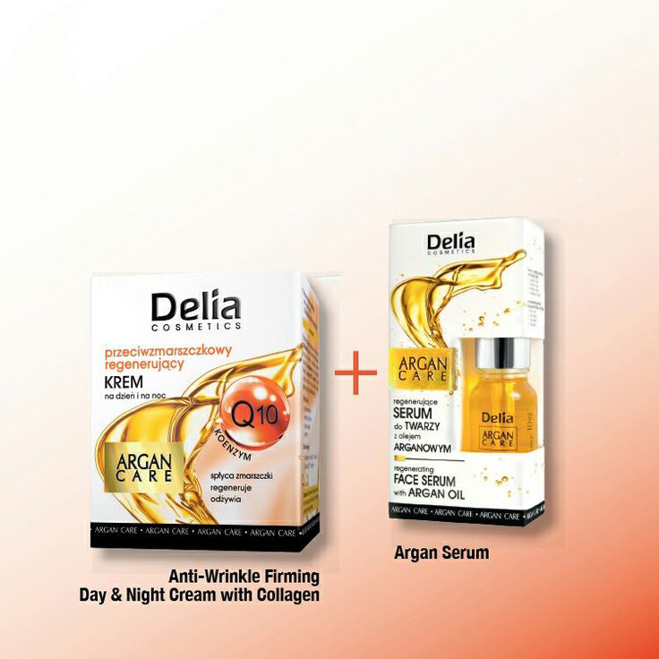 Delia Argan Care Regenerating Cream + Face Serum (Set) : Regenerative Anti-Wrinkle Cream for Day & Night