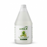 White bottle of active X Lemon Grass Massage Oil on a white background