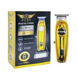Pilot Mini Hair Clipper for Men – P-154NS Gold, Cordless & Corded, Full Metal Professional Grooming Tool with Adjustable Stainless Steel Blade, LCD Display, Fast Charging 1400mAh Battery