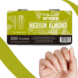 Amora Nail Tips Collection (500 pcs) pack- Medium & Short Shapes in Beige & Transparent