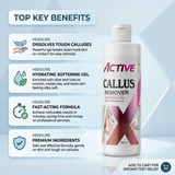 Step by step guide showing how to use ActiveX callus remover gel during pedicure treatment and top key benefits