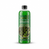 Green bottle of active X Forest Herbs body wash on a white background