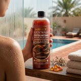 Woman using ActiveX Exfoliating Body Wash during daily shower routine