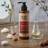 Leave in conditioner ingredients with argan oil jojoba oil shea butter and silk protein for hair repair
