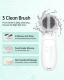 TOUCHBeauty TB0525A Facial Cleansing Brush Set – Electric 2-Speed Face Cleanser with 3 Interchangeable Brush Heads (Silicone Included), 360° Rotating, Battery Operated, Travel Case