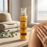 Body shimmer oil glowing skin radiant look for shoulders legs and collarbones lifestyle use