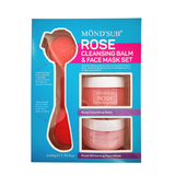Mondsub Skincare Set – Rose & Collagen Cleansing Balm, Face Mask & Dual-Ended Silicone Brush with Spatula , Hydrating Makeup Remover, Firming & Brightening, Anti-Aging Set 2×50g