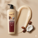 Smooth non greasy cocoa butter coconut oil lotion texture for deep skin hydration and softness