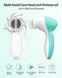 TOUCHBeauty TB0525A Facial Cleansing Brush Set – Electric 2-Speed Face Cleanser with 3 Interchangeable Brush Heads (Silicone Included), 360° Rotating, Battery Operated, Travel Case