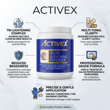 Infographic showing highlighting, balayage and hair lightening benefits of ActiveX bleaching powder