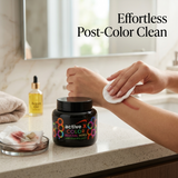 Professional hairstylist using ActiveX wipes to remove hair dye stains from skin