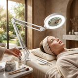 Professional magnifying lamp used for facial treatments and skin analysis