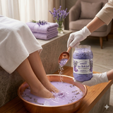 Lavender bath salt foot soak relaxing feet spa for stress relief and skin care