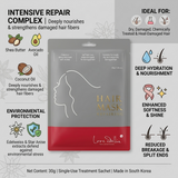 Infographic highlighting deep repair hydration shine and softness benefits of Love Edellis Hair Mask