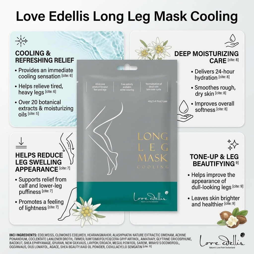 Leg Mask Love Edellis Long Leg Mask Cooling 40g | Cooling & Hydrating Leg Care ...