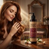 Luxury silky smooth shiny hair using premium leave in hair conditioner for frizz free healthy hair UAE
