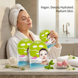 Woman enjoying a hydrating Mondsub collagen hydrogel face mask treatment