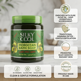 Benefits of Moroccan black soap including cleansing, softening and exfoliation preparation