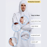 Close-up of breathable non-woven polypropylene PPE coverall fabric and elastic closures