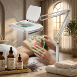 Pilot MA-2049 magnifying lamp used during professional facial treatments