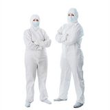 PPE White Coverall 70 GSM disposable protective suit with hood and zipper closure