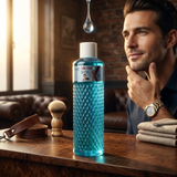 Premium barber station featuring ActiveX After Shave Cologne as a professional post-shave finishing product