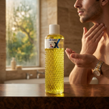Premium barber station featuring ActiveX After Shave Cologne as a professional post-shave finishing product