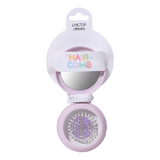 Hair Comb SY758 – 2-in-1 Foldable Hair Comb with Mirror, Circular Teeth Scalp Massage, Travel-Friendly Compact Design, Pink/Purple