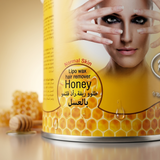 Close-up texture detail of Roial honey depilatory wax for professional waxing