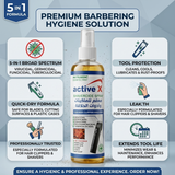Infographic showing benefits of salon disinfectant spray for hygiene, tool cleaning and client safety