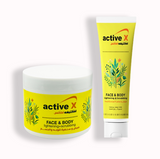 ActiveX Face & Body Exfoliating Scrub (500 g and 150 ml tube)  – Skin Lightening, Brightening & Hydrating Cream with Argan Oil, Niacinamide for Radiant, Smooth, and Glowing Skin