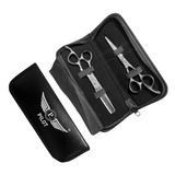 Pilot 6.0” Professional Hair Cutting Scissors & Thinning Shears Kit – 440C Japanese Stainless Steel, Rose Pattern Handle, Removable Finger Inserts – Barber & Hairdresser Tool