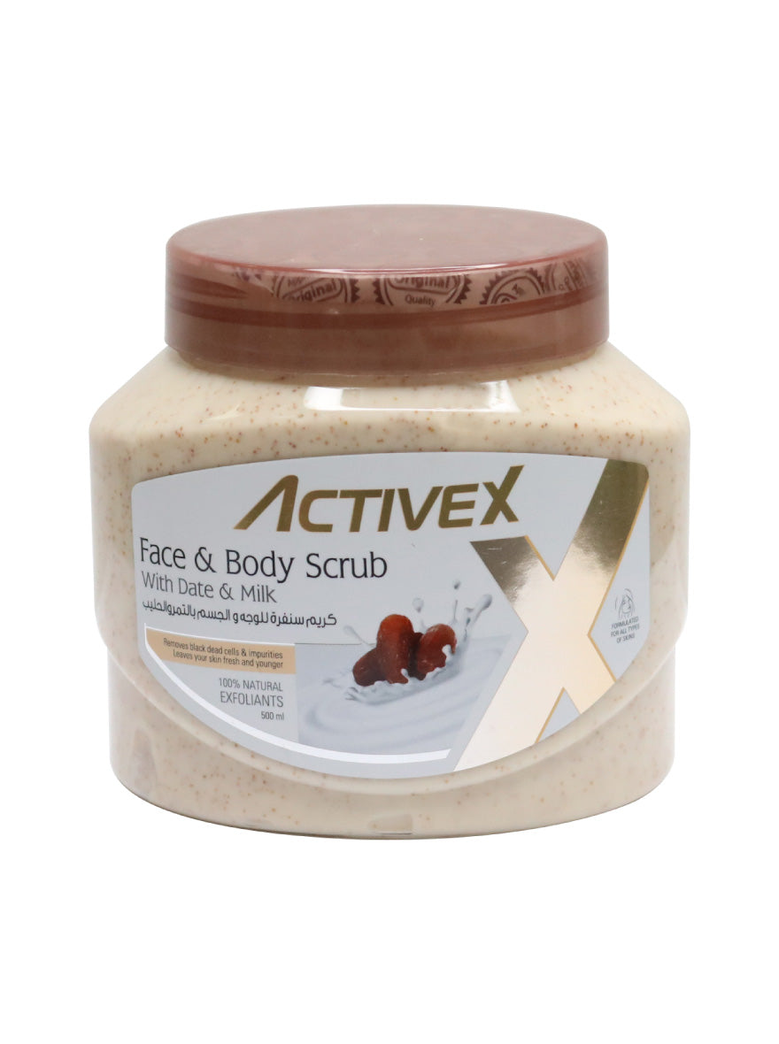 ActiveX Face & Body Scrub 500ml - Date & Milk | Nourishing and Exfoliating Skincare