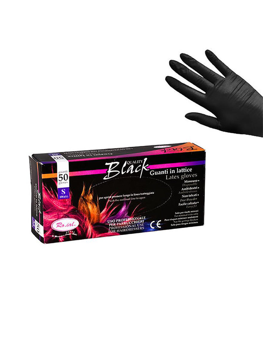 Roial Latex Gloves Black Powder Free - Small