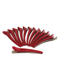 Red Sectioning Hair Clips 85539 - Pack of 12 Hair Clips for Sectioning and Styling Hair